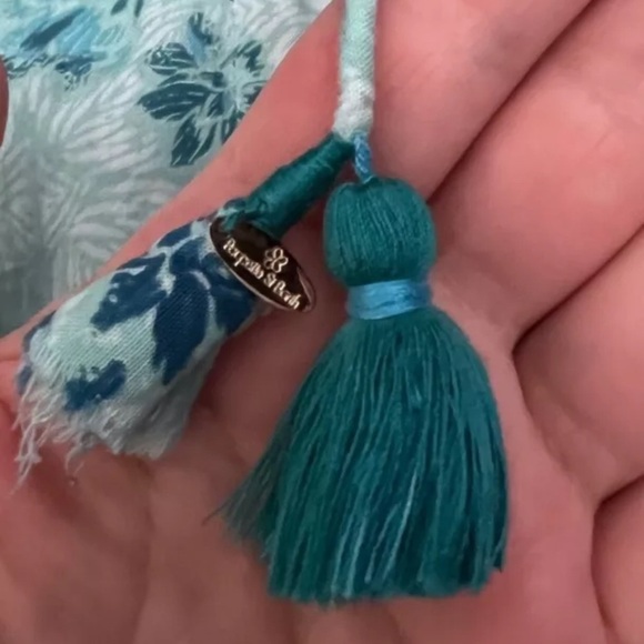 Poupette St Barth Dress Womens Size Small Aqua Teal Blue Floral Tassels - Picture 6 of 9